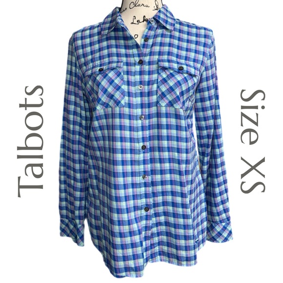 Talbots - 100% Cotton - Plaid Flannel Button Down Shirt - Size XS - Picture 1 of 8